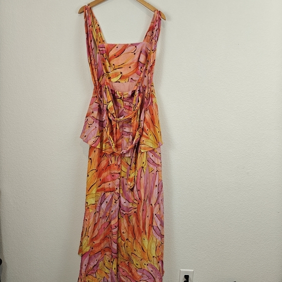 FARM RIO Nwot Ombre Bananas Crossed Back Square Neck Maxi Dress XS Women's - Picture 13 of 15